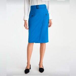 BNWT Ann Taylor Belted wrap pocket pencil skirt in Blue 
Sz 18